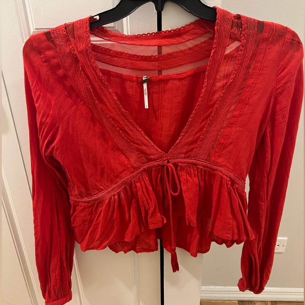 Free people tie front blouse